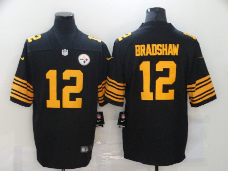 Men Pittsburgh Steelers #12 Bradshaw Black yellow Nike Limited Vapor Untouchable NFL Jerseys->pittsburgh steelers->NFL Jersey